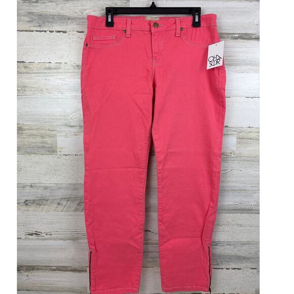 Chaser womens 30 pink straight jeans ankle zip lightweight spring pants new - Picture 1 of 4